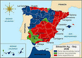 La revolución social se extiende por la zona republicana. Comienza la represión contra el clero y los sublevados. Los sublevados obtienen un tercio del territorio español e institucionalizan la represión contra quienes se les resisten.