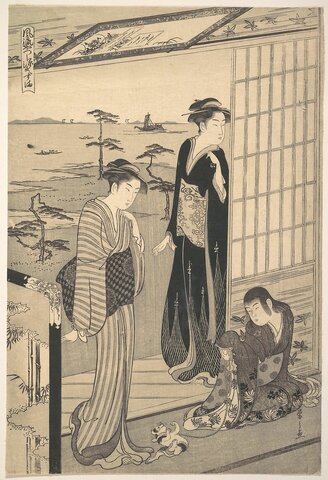 Genji in Exile at Suma, from the series Genji in Fashionable Modern Guise (Fūryū yatsushi Genji: Suma) by Chōbunsai Eish