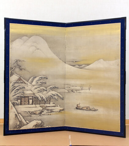 Wang Ziyou Visiting Dai Andao on a Snowy Evening (Ō Shiyū hō Tai Andō zu) by Kano Sansets