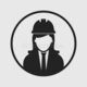 Ingeniero de sexo femenino icon con forma del círculo 133431876