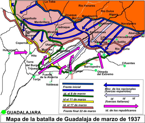 Las fuerzas republicanas derrotan a las tropas italianas en la batalla de Guadalajara.