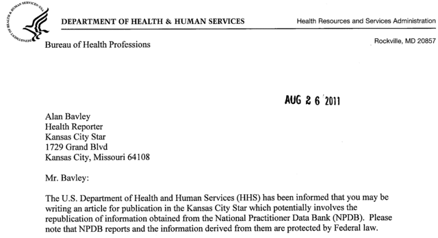 HRSA threatens reporter