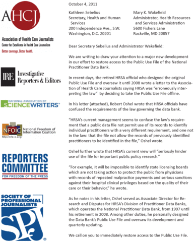 Statement sent to Sebelius, Wakefield