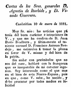 Agustín de Iturbide, militar realista, idea un plan de Independencia e invita a Vicente Guerrero, jefe de la insurgencia.