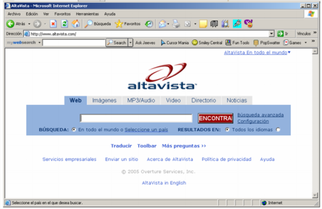 Yahoo! y Altavista lanzan sus motores de búsqueda