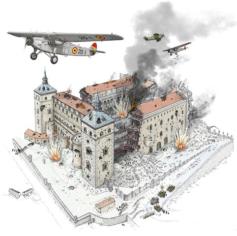 El general Francisco Franco decide destinar una importante parte de sus fuerzas para liberar a los rebeldes asediados en el Alcázar de Toledo