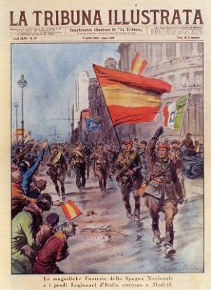 Los primeros soldados italianos, enviados por Mussolini, llegan a para ayudar a las fuerzas franquistas.