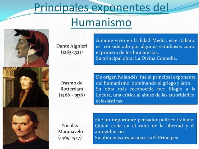 PRINCPALES EXPONENTES DEL HUMANISMO