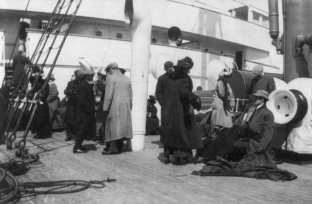The Carpathia left the area bound for New York. She had on board 705 survivors of the Titanic.