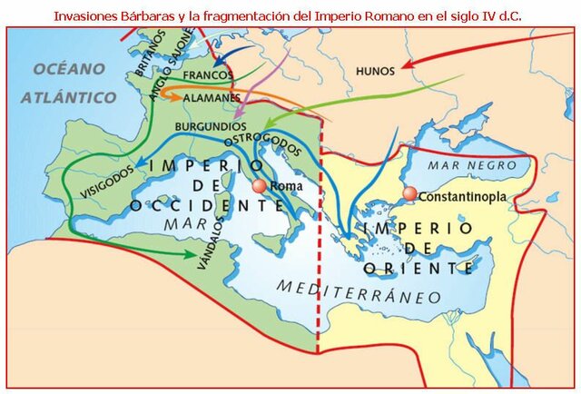 División del Imperio en Oriente y Occidente