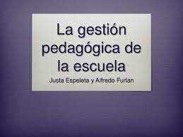 La gestión pedagógica de los planteles escolares: práctica, problemas y perspectivas analíticas de Ezpeleta y Furlán.