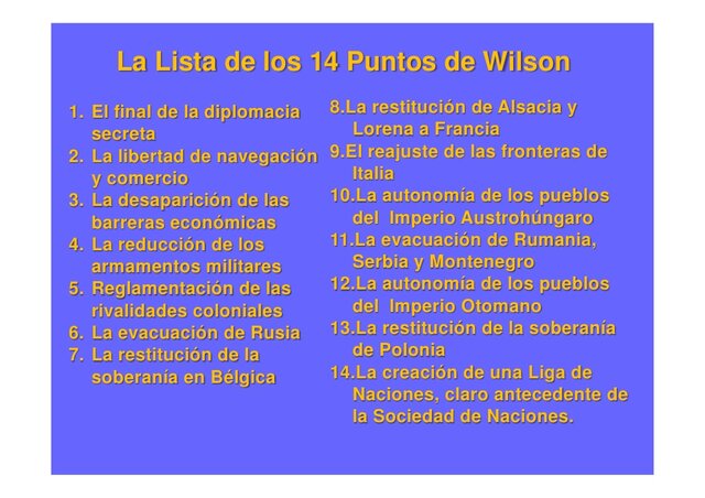 Wilson presenta los 14 puntos