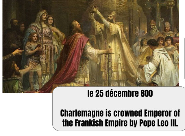 Charlemagne crowned Emperor of Frankish Empire.