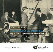 Ley Saenz Peña. LEY 8871 VOTO SECRETO,UNIVERSAL Y OBLIGATORIO