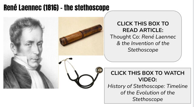 René Laennec invents the stethoscope.