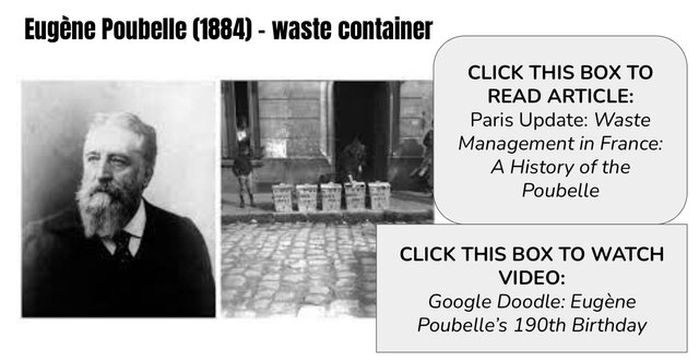 Eugène Poubelle invents the trash can (waste container).
