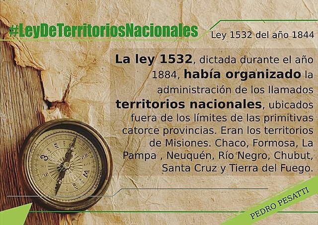 Sanción Ley de Territorios Nacionales