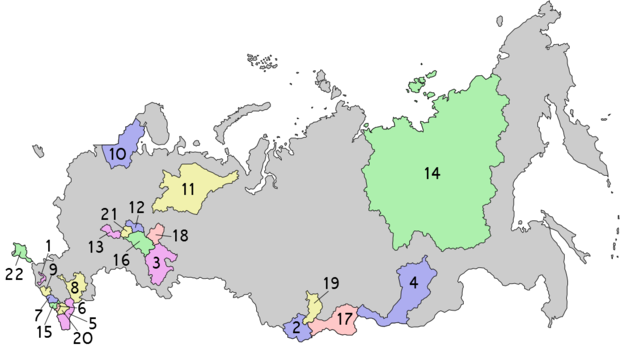 Russia is organized into several self-governing republics