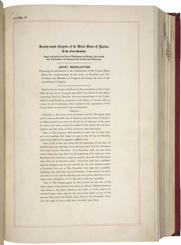 1933 - 20th Amendment