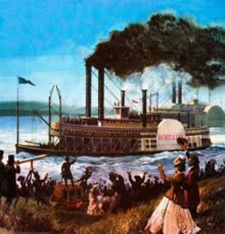 First steamboat sail down the Mississippi rfeached New Orleans