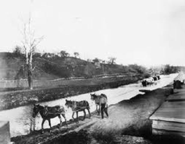 Construction began on the Erie Canal