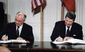 Reagan And Gorbachev Sign INF Treaty