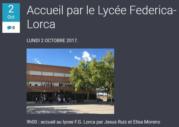 Noticia en el Boletín del Lycée Notre Dame. Job-Shadowing de 3 profesoras en el IES Federico García Lorca.