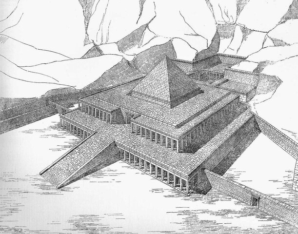 Pirámide de Mentuhotep en Deir el-Bahari en Tebas
