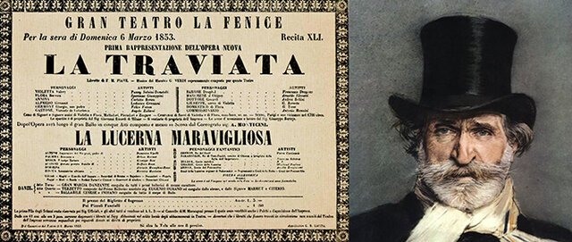 La traviata se representa por primera vez en Venecia.
