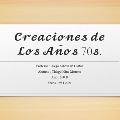 Timeline: Creaciones de Los Años 70s.