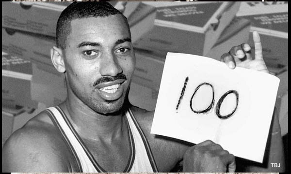 Wilt Chamberlain scores 100
