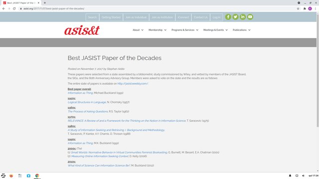 Prêmio Best JASIST Papers of the DEcade