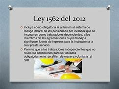 Ley 1562 del 2012