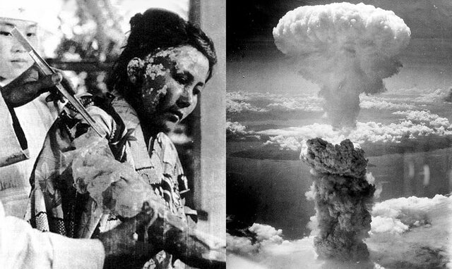 Explosión de las primeras bombas atómicas en Hiroshima y Nagasaki.
