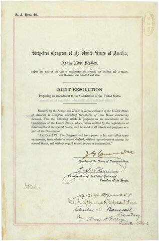 16th Amendment Ratified