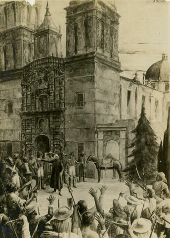 El sacerdote Miguel Hidalgo frente a la parroquia de Nuestra Señora de los DoloresEl sacerdote Miguel Hidalgo frente a la parrquia de Nuestra Señora de los Dolores