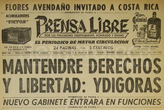 GOBIERNO DEL GENERAL MIGUEL YDÍGORAS FUENTES