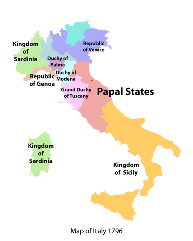 Papal States taken over by new nation of Italy