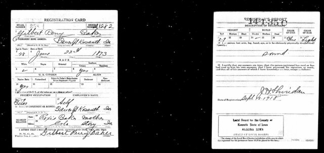 WWI Draft Registration Card
