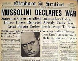 Italy enters WWII on side of Germany