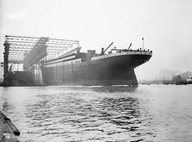 The hull of the "Titanic" is launched.