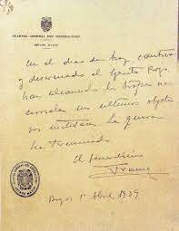 Último parte de Guerra y fin de la misma.