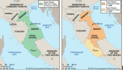 Papal States taken over by new nation of Italy