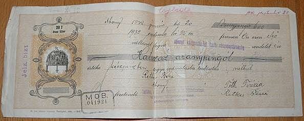 fémpénzhelyettesítők: váltó