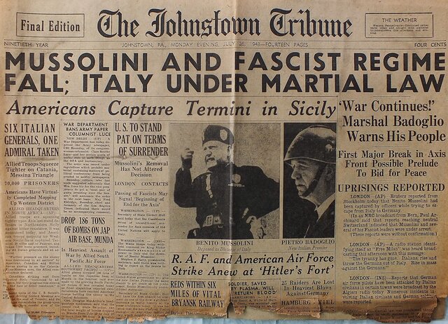 Mussolini brought down by coup during WWII
