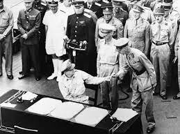 Japan surrenders to the allies.