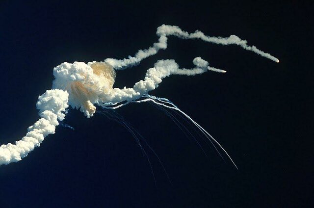 Challenger shuttle explodes