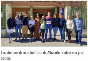 3º Proyecto Erasmus. Noticia en la Tribuna de Albacete. Seleccionan el proyecto "Erasmus FP García Lorca"