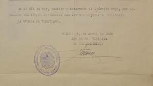 Último parte de Guerra y fin de la misma.