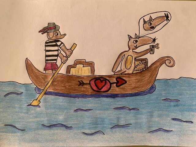 Il fait un tour en gondole